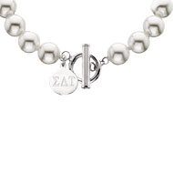 Simulated Pearl Toggle Necklace w/ Engraved Enhancer Simulated Pearl Toggle Necklace w/ Engraved Enhancer
