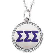 Crystal Circle Necklace with purple Greek letters Crystal Circle Necklace with purple Greek letters