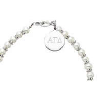 Sterling Silver Mini Pearl Bracelet with round tag Sterling Silver Mini Pearl Bracelet with round tag